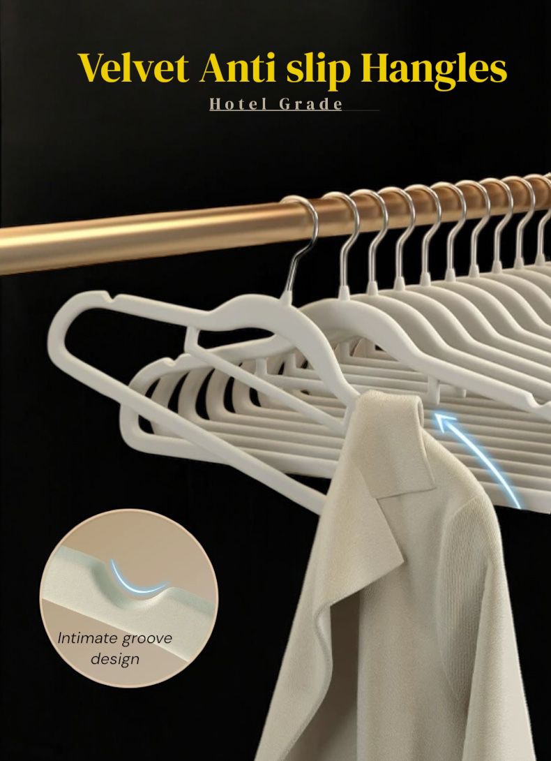 10 Pcs Premium Velvet Anti Slip Hotel Grade Hangers
